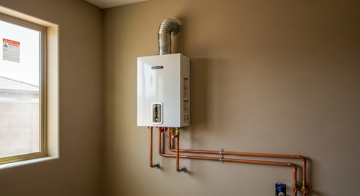 New tankless water heater installed in a residential home